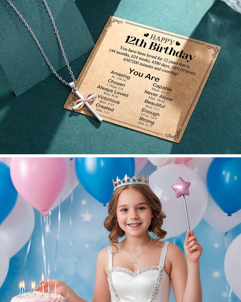 UPROMI Happy 10th/11th/12th/13th/14th/15th/16th/17th/18th/21st Birthday Gifts for Girls Her, Cross Necklace Birthday Gift Ideas - Image 4
